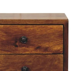 Artisan Furniture Bois massif Solis châtaignier table de chevet à fixation murale, 2 tiroirs, marron foncé
