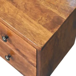 Artisan Furniture Bois massif Solis châtaignier table de chevet à fixation murale, 2 tiroirs, marron foncé