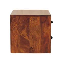 Artisan Furniture Bois massif Solis châtaignier table de chevet à fixation murale, 2 tiroirs, marron foncé