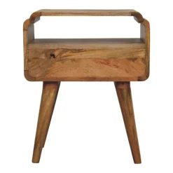 Artisan Furniture Bois massif Newton effet chêne table de chevet, 1 tiroir, 1 étagère, beige