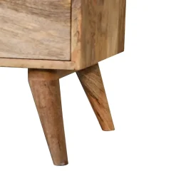 Artisan Furniture Bois massif Classic effet chêne table de chevet, 2 tiroirs, 1 niche ouverte, marron
