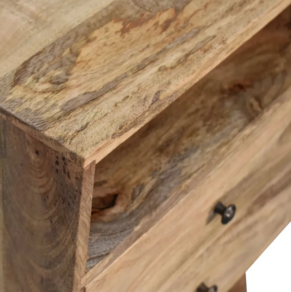 Artisan Furniture Bois massif Classic effet chêne table de chevet, 2 tiroirs, 1 niche ouverte, marron