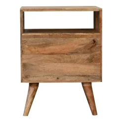 Artisan Furniture Bois massif Classic effet chêne table de chevet, 2 tiroirs, 1 niche ouverte, marron