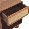 Artisan Furniture Bois massif châtaignier ouvert tressé table de chevet, 1 tiroir, marron foncé