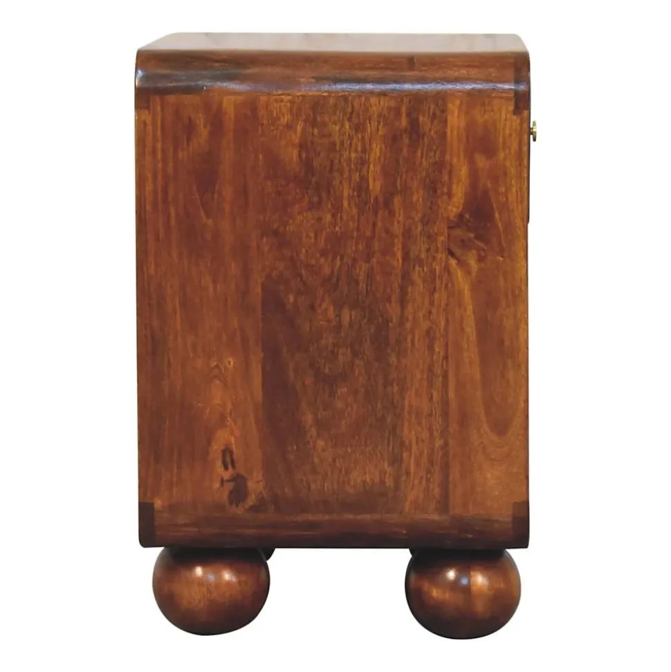 Artisan Furniture Bois massif châtaignier ouvert tressé table de chevet, 1 tiroir, marron foncé