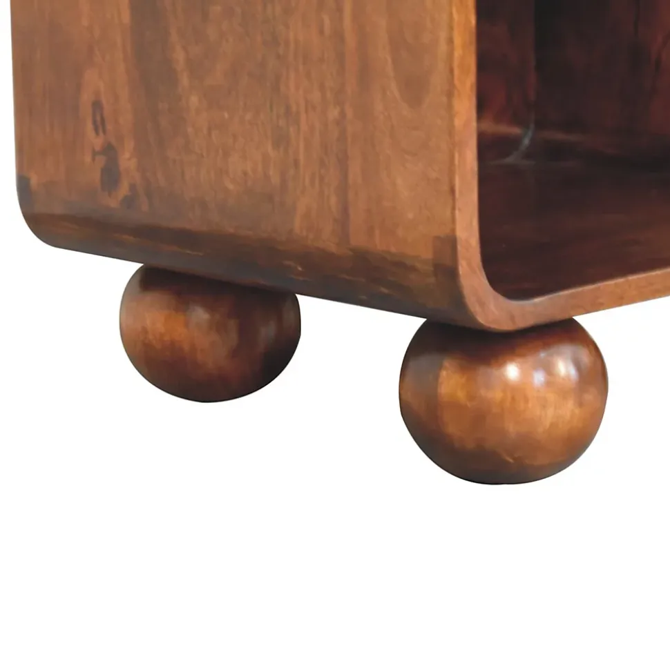 Artisan Furniture Bois massif châtaignier ouvert tressé table de chevet, 1 tiroir, marron foncé