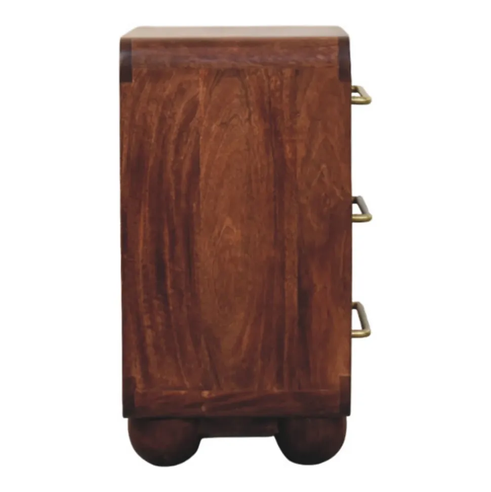 Artisan Furniture Bois massif 3 tiroir arrondi commode, marron