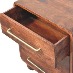 Artisan Furniture Bois massif 3 tiroir arrondi commode, marron