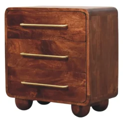 Artisan Furniture Bois massif 3 tiroir arrondi commode, marron