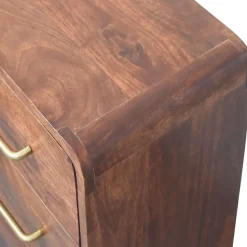 Artisan Furniture Bois massif 3 tiroir arrondi commode, marron