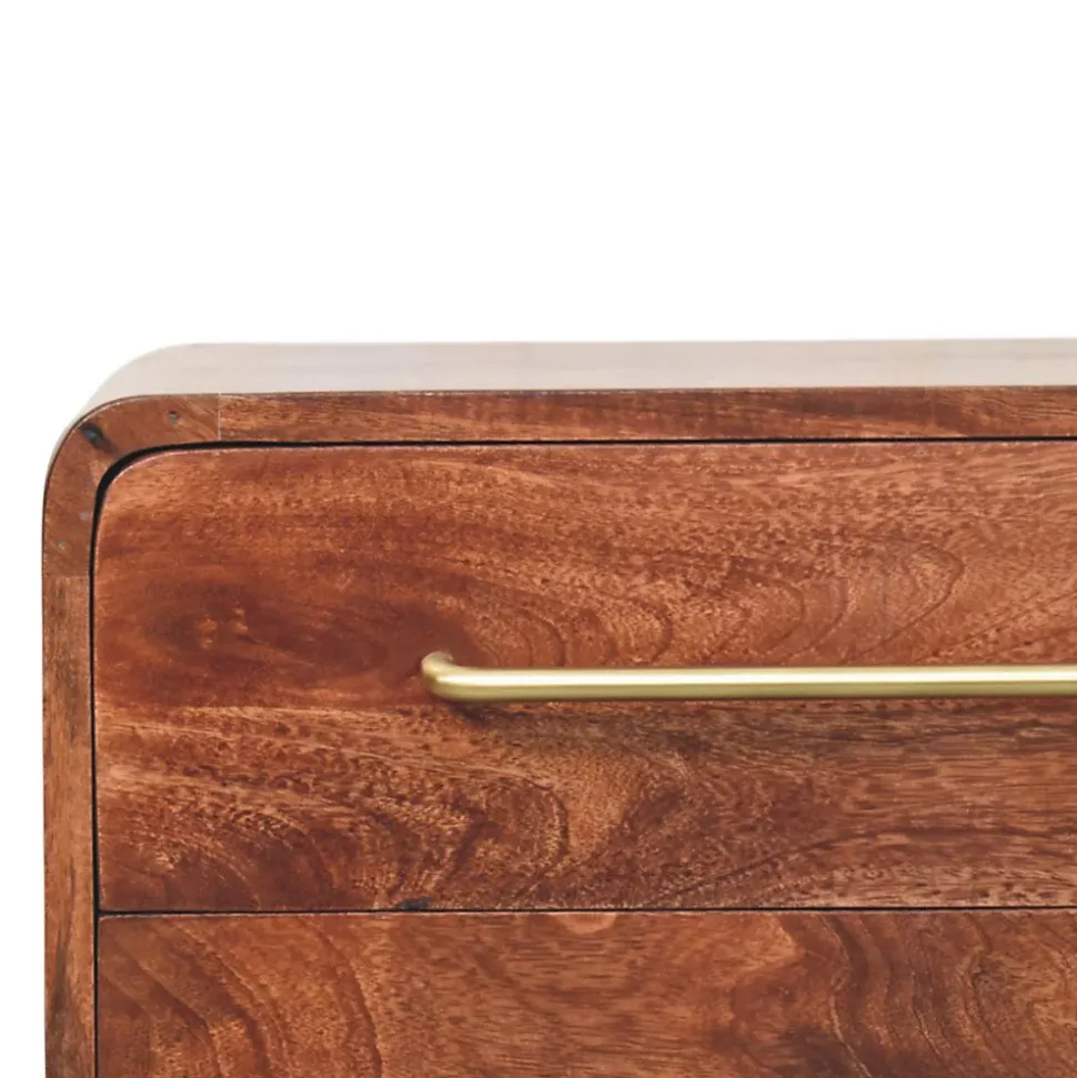 Artisan Furniture Bois massif 3 tiroir arrondi commode, marron