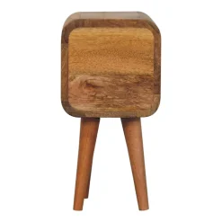 Artisan Furniture Bois massif Extra Mini courbé effet chêne table de chevet, 2 tiroirs, beige