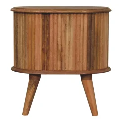 Artisan Furniture Bois massif Soba Nordic table de chevet, 2 tiroirs, beige