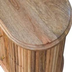 Artisan Furniture Bois massif Soba Nordic table de chevet, 2 tiroirs, beige