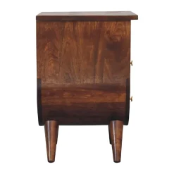 Artisan Furniture Bois massif Split châtaignier table de chevet, 2 tiroirs, 1 étagère, marron foncé