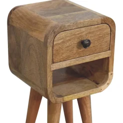 Artisan Furniture Bois massif Extra Mini effet chêne Curve Lower table de chevet, 1 tiroir et niche ouverte, marron