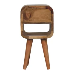 Artisan Furniture Bois massif Extra Mini effet chêne Curve Lower table de chevet, 1 tiroir et niche ouverte, marron