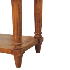 Artisan Furniture Bois massif pieds tournés châtaignier 1 tiroir table d'appoint, 1 étagère, marron