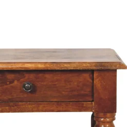 Artisan Furniture Bois massif pieds tournés châtaignier 1 tiroir table d'appoint, 1 étagère, marron
