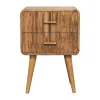 Artisan Furniture Bois massif T-bar Ridged table de chevet, 2 tiroirs, pieds nordiques, effet chêne, marron