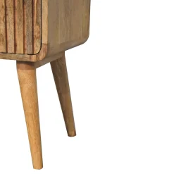 Artisan Furniture Bois massif T-bar Ridged table de chevet, 2 tiroirs, pieds nordiques, effet chêne, marron