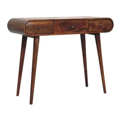 Artisan Furniture Bois massif châtaignier Mirror coiffeuse, 3 tiroirs, marron foncé