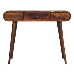 Artisan Furniture Bois massif châtaignier Mirror coiffeuse, 3 tiroirs, marron foncé