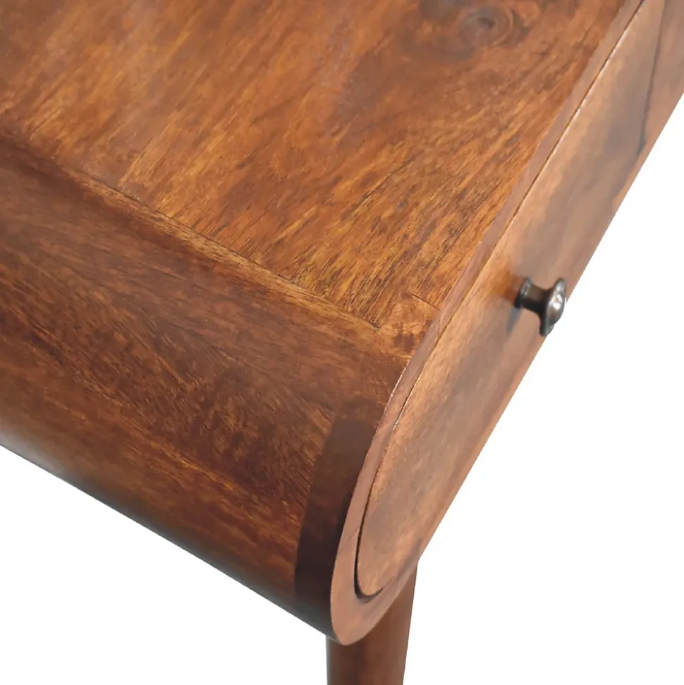 Artisan Furniture Bois massif châtaignier Mirror coiffeuse, 3 tiroirs, marron foncé