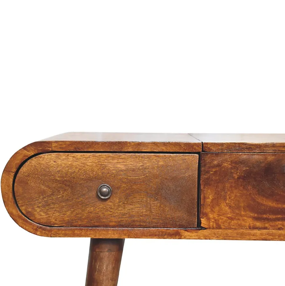 Artisan Furniture Bois massif châtaignier Mirror coiffeuse, 3 tiroirs, marron foncé