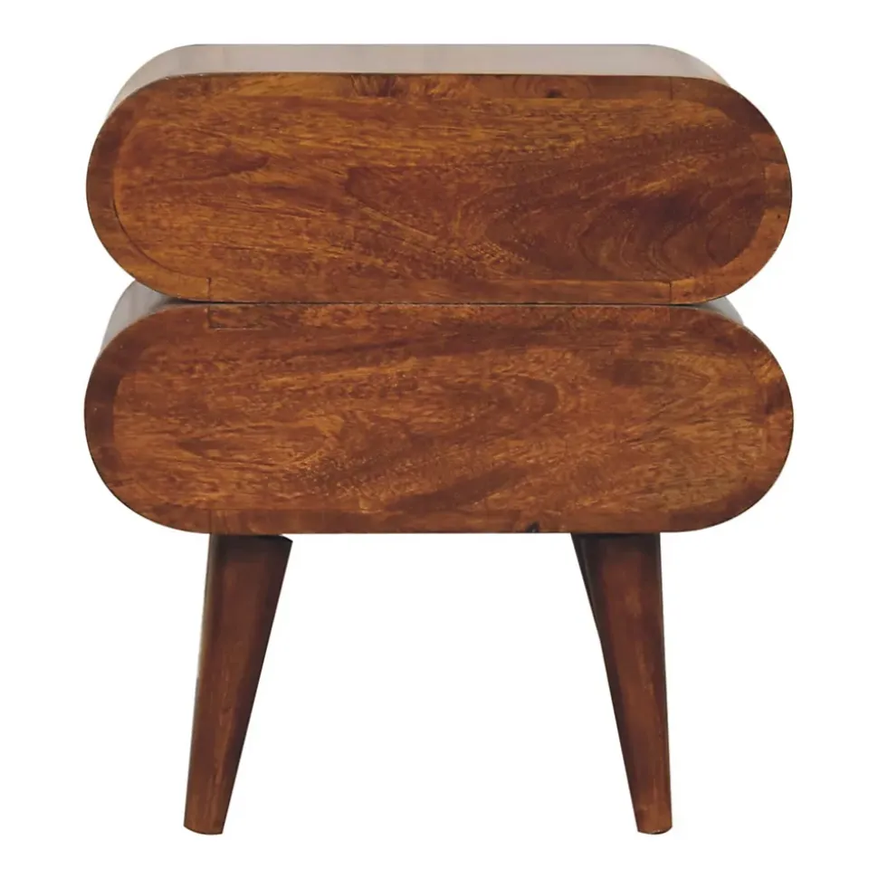 Artisan Furniture Bois massif Bubble châtaignier table de chevet, 2 tiroirs, marron foncé