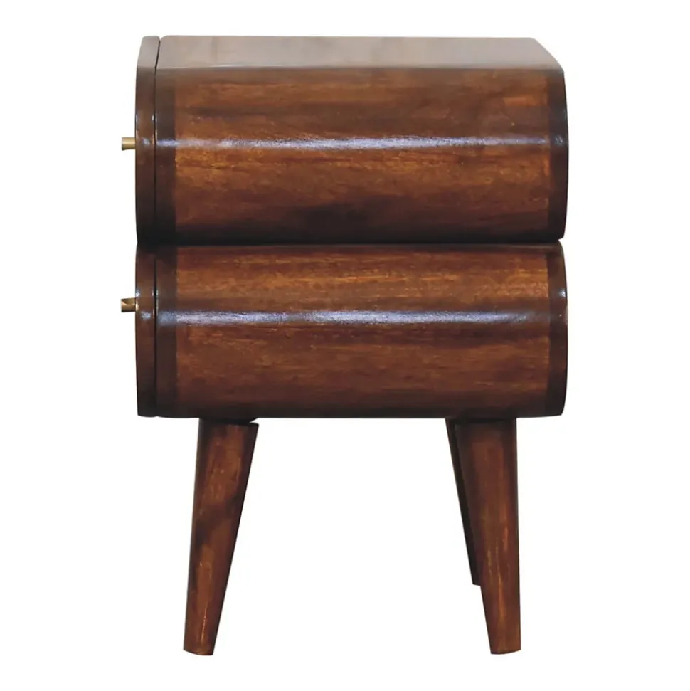 Artisan Furniture Bois massif Bubble châtaignier table de chevet, 2 tiroirs, marron foncé