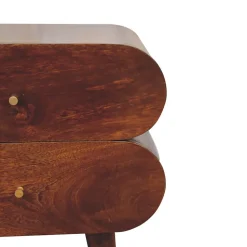 Artisan Furniture Bois massif Bubble châtaignier table de chevet, 2 tiroirs, marron foncé