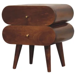 Artisan Furniture Bois massif Bubble châtaignier table de chevet, 2 tiroirs, marron foncé