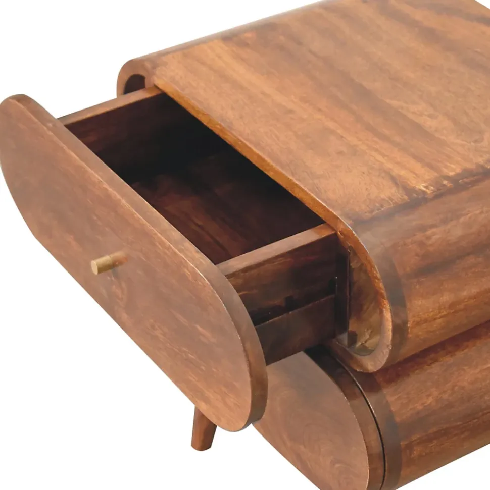 Artisan Furniture Bois massif Bubble châtaignier table de chevet, 2 tiroirs, marron foncé