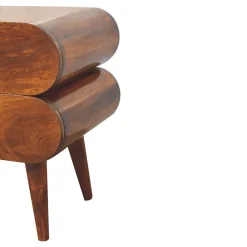 Artisan Furniture Bois massif Bubble châtaignier table de chevet, 2 tiroirs, marron foncé