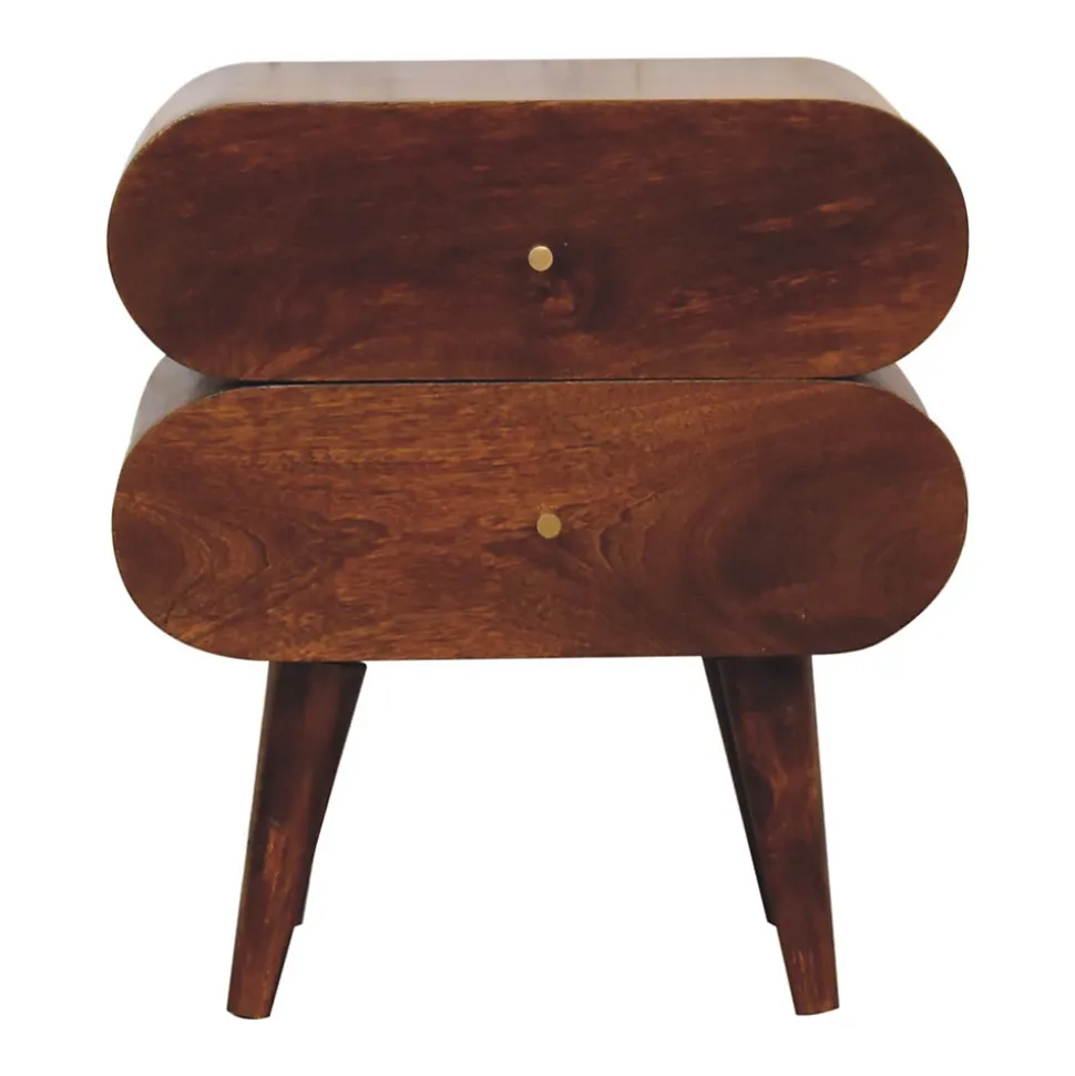 Artisan Furniture Bois massif Bubble châtaignier table de chevet, 2 tiroirs, marron foncé