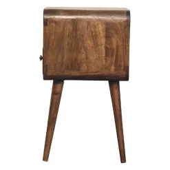 Artisan Furniture Bois massif Mini gris délavé Curve ouvert table de chevet, 1 tiroir, 1 niche ouverte, marron