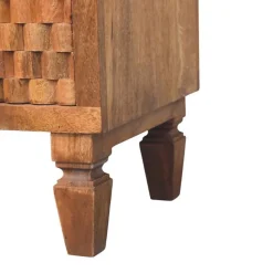 Artisan Furniture Bois massif Arno table de chevet in teck doré, 2 tiroirs, 1 niche ouverte, beige