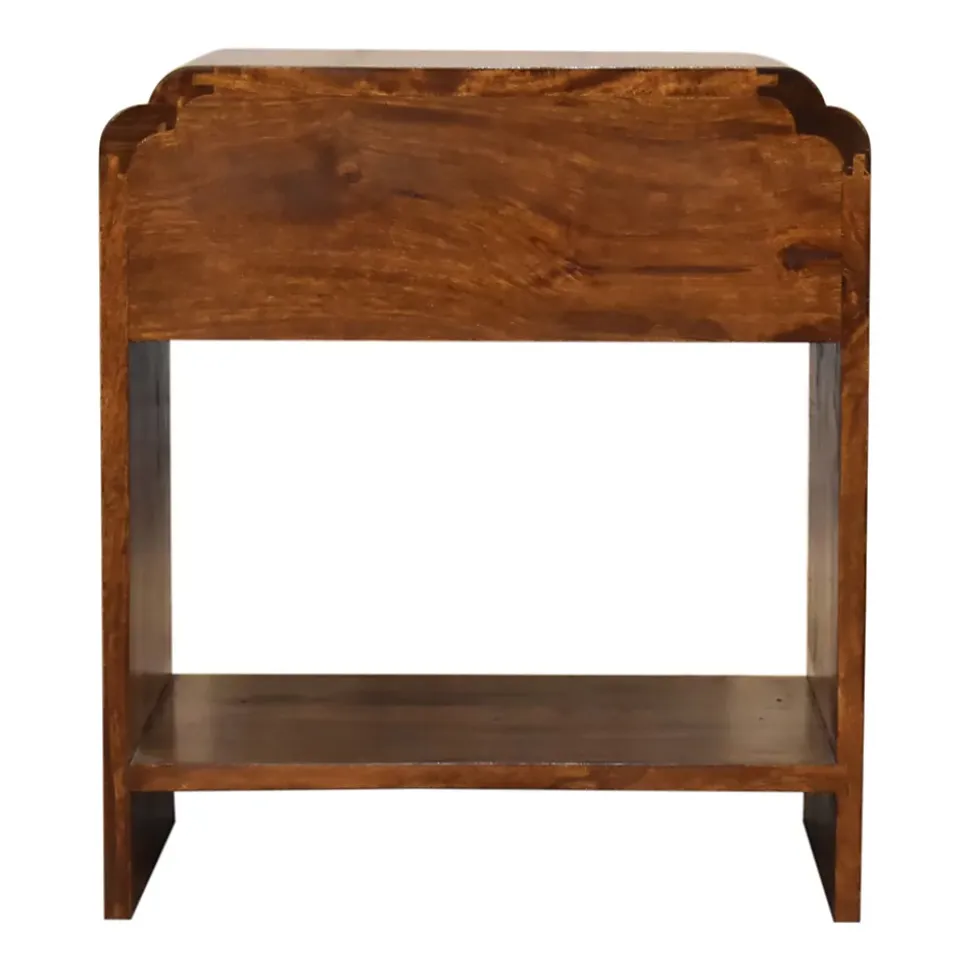 Artisan Furniture Bois massif Newton table de chevet, 1 tiroir et ouvert étagère, marron foncé
