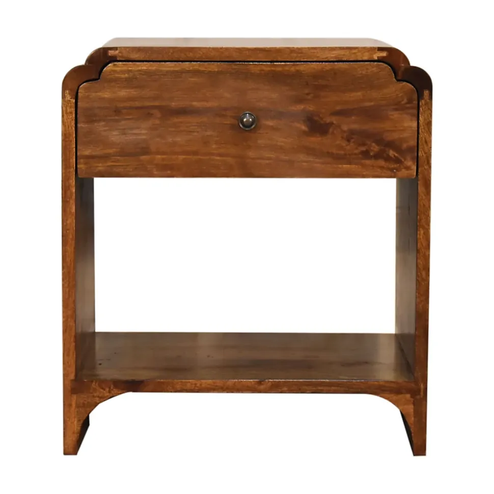 Artisan Furniture Bois massif Newton table de chevet, 1 tiroir et ouvert étagère, marron foncé