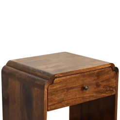 Artisan Furniture Bois massif Newton table de chevet, 1 tiroir et ouvert étagère, marron foncé