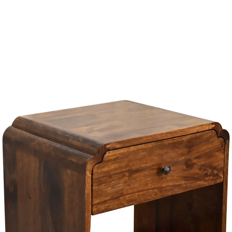 Artisan Furniture Bois massif Newton table de chevet, 1 tiroir et ouvert étagère, marron foncé