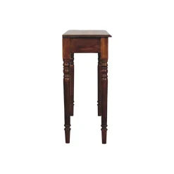 Artisan Furniture Bois massif pieds tournés 3 tiroir châtaignier Console, 3 tiroirs, marron foncé