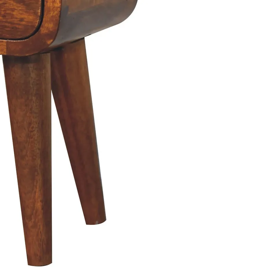 Artisan Furniture Bois massif Extra Mini courbé châtaignier table de chevet, 2 tiroirs, marron
