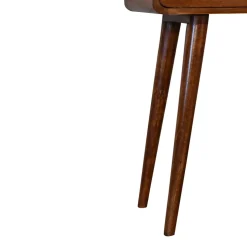 Artisan Furniture Bois massif Mini châtaignier console, 2 tiroirs et niche ouverte, marron foncé