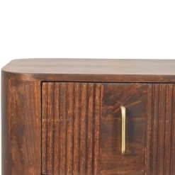 Artisan Furniture Bois massif Marlowe cannelé table de chevet, 2 tiroirs, marron foncé