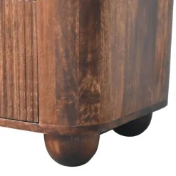 Artisan Furniture Bois massif Marlowe cannelé table de chevet, 2 tiroirs, marron foncé