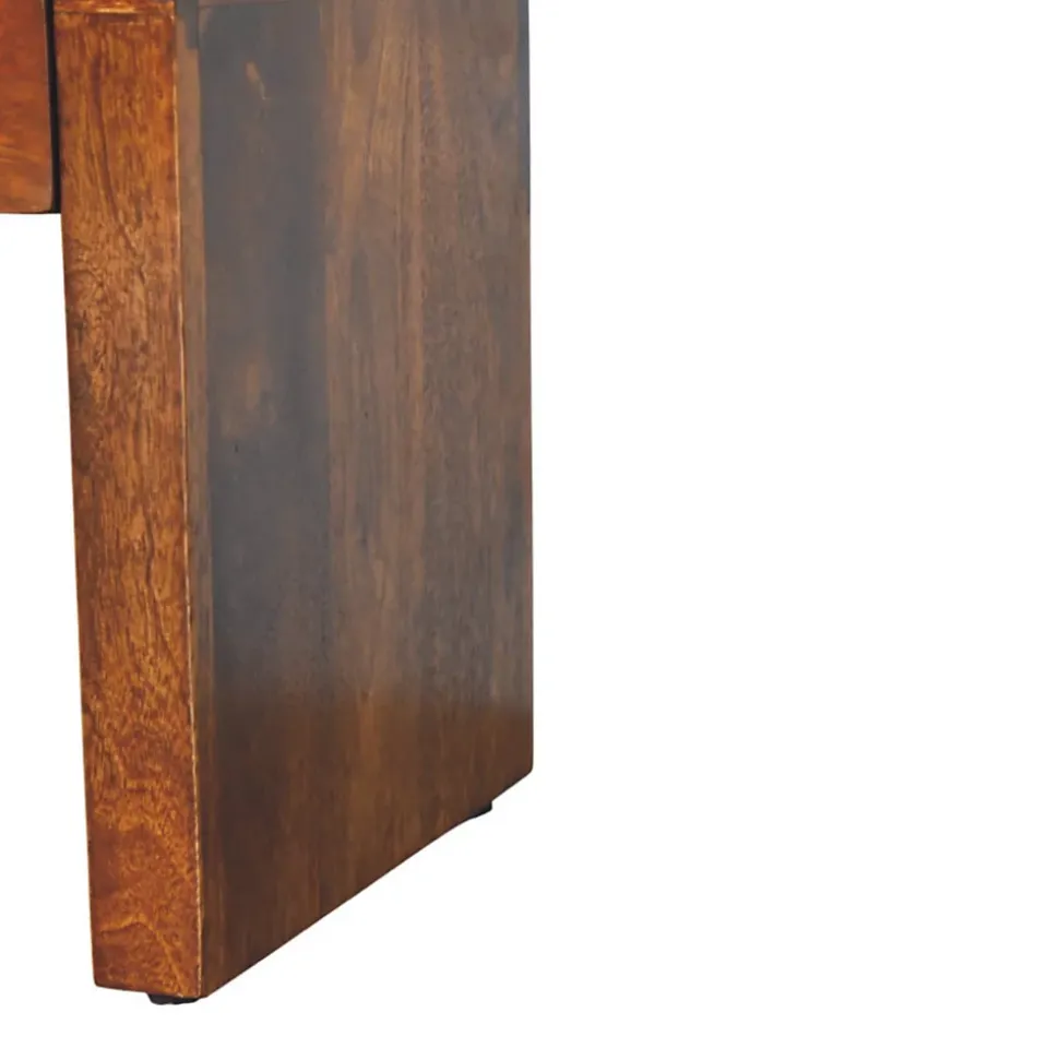 Artisan Furniture Bois massif Mini Darcy châtaignier table de chevet avec courbé Edges, 1 tiroir, marron foncé
