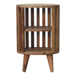 Artisan Furniture Bois massif Ariella Double étagère effet chêne table de chevet, marron