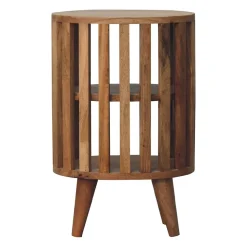Artisan Furniture Bois massif Ariella Double étagère effet chêne table de chevet, marron